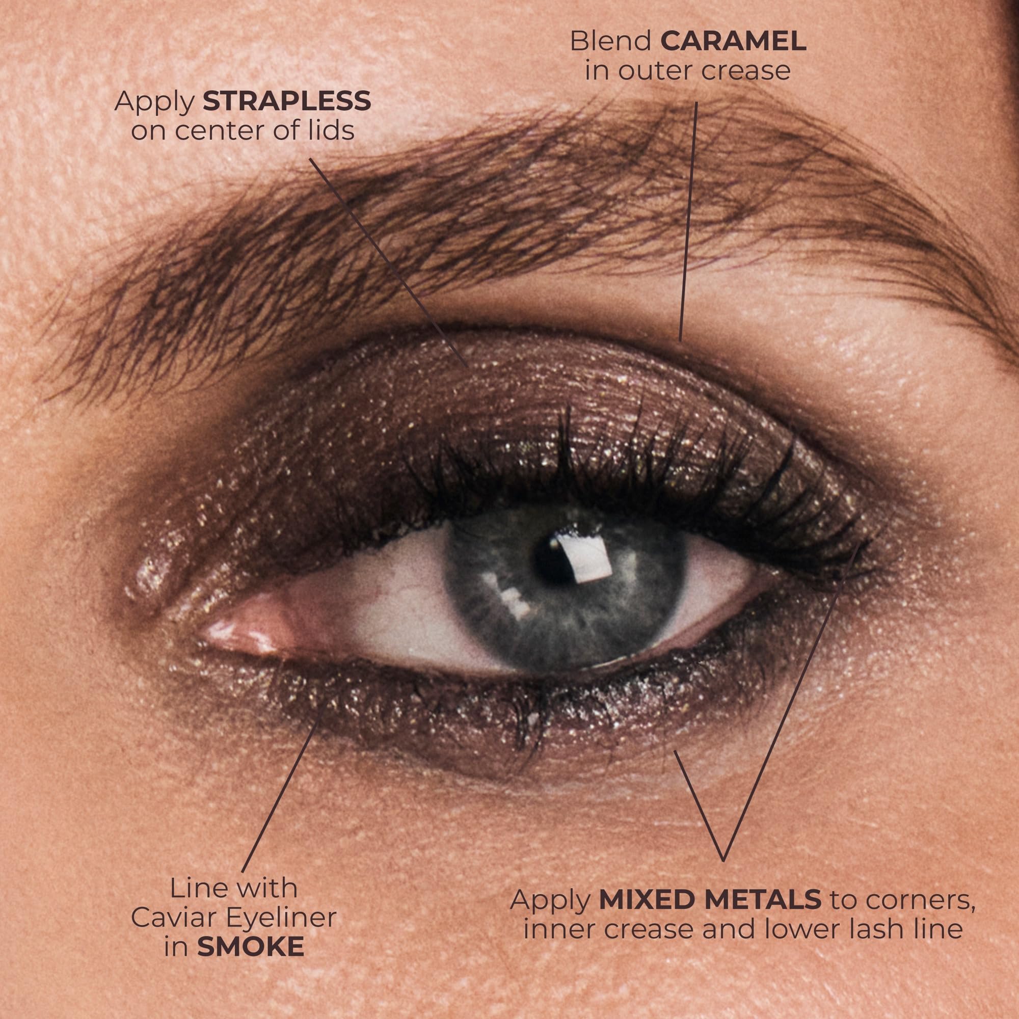 Laura Mercier flatlay with shimmer sticks showing layered makeup options