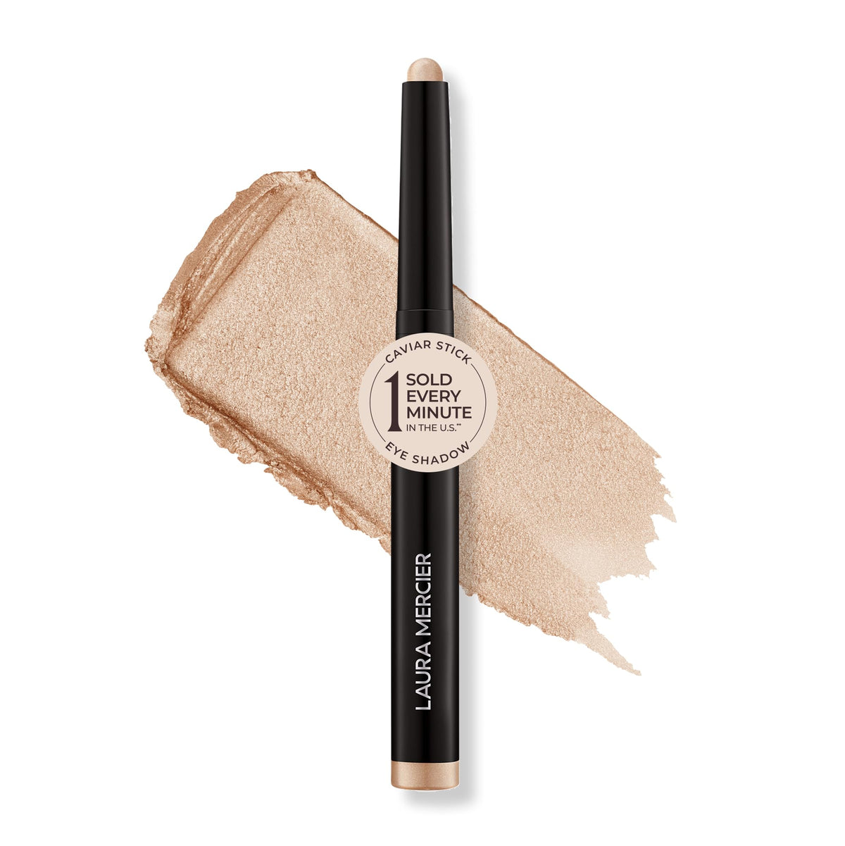 Laura Mercier Caviar Stick front angled showing compact shimmer and smooth finish