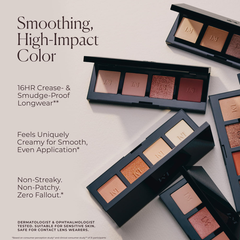 Laura Mercier compact next to coin showing scale and travel-friendly portability