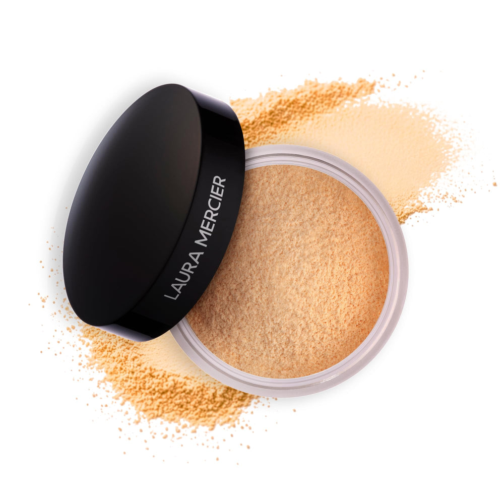 Laura Mercier front packaging showing compact 1 oz jar and elegant branding