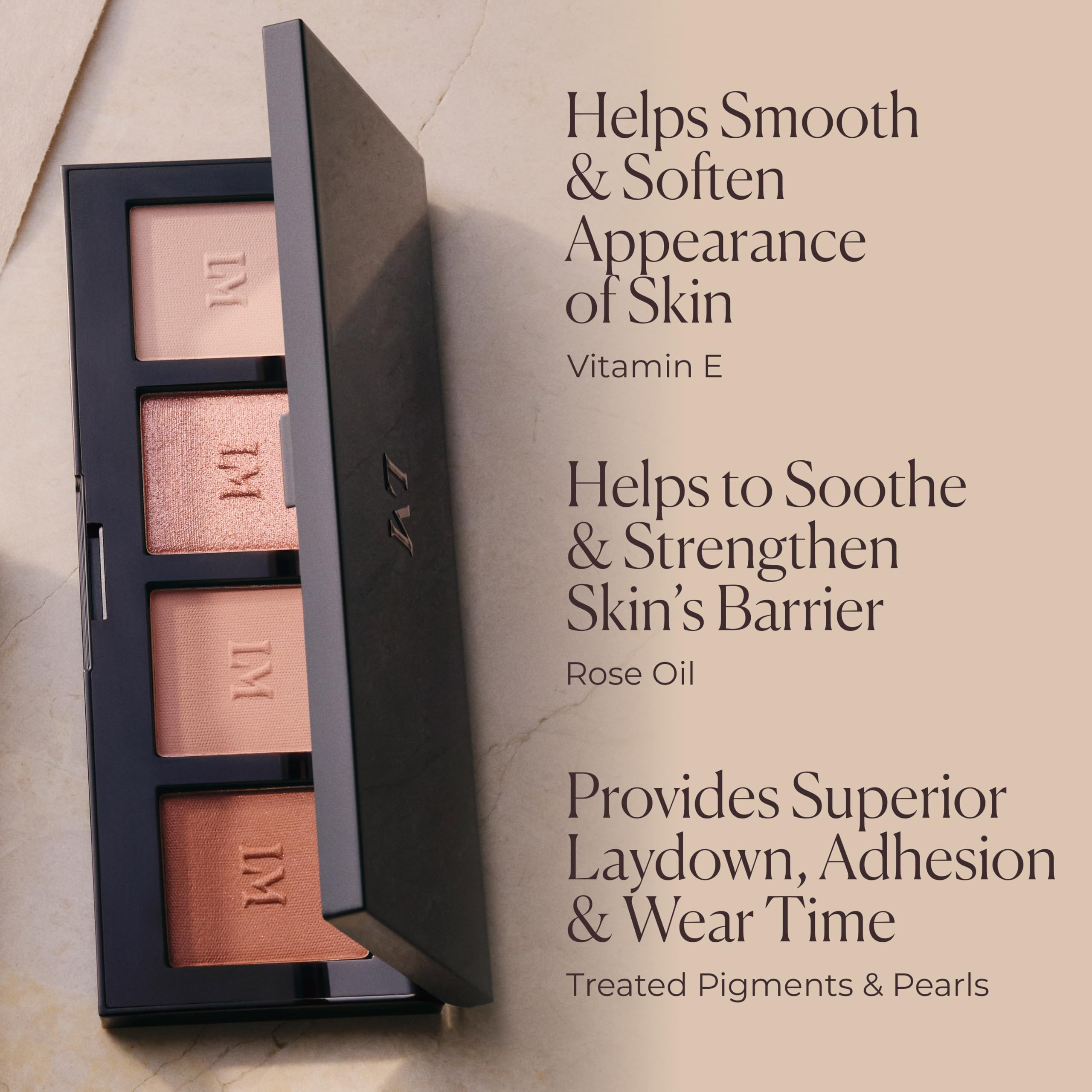 Laura Mercier ingredient label and panel emphasizing ophthalmologist-tested formula