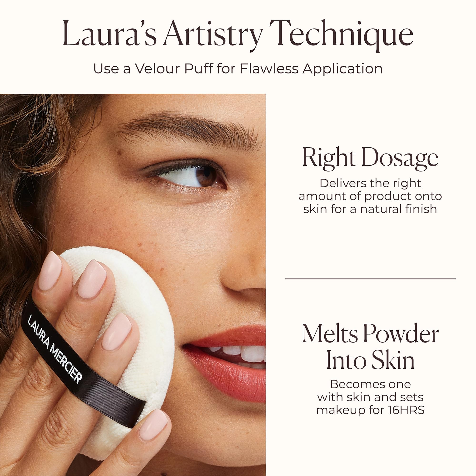 Laura Mercier label closeup highlighting ingredients and award for trusted quality