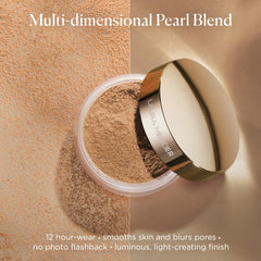 Laura Mercier product on vanity styled with brushes showing lifestyle use for daytime-to-evening looks benefit