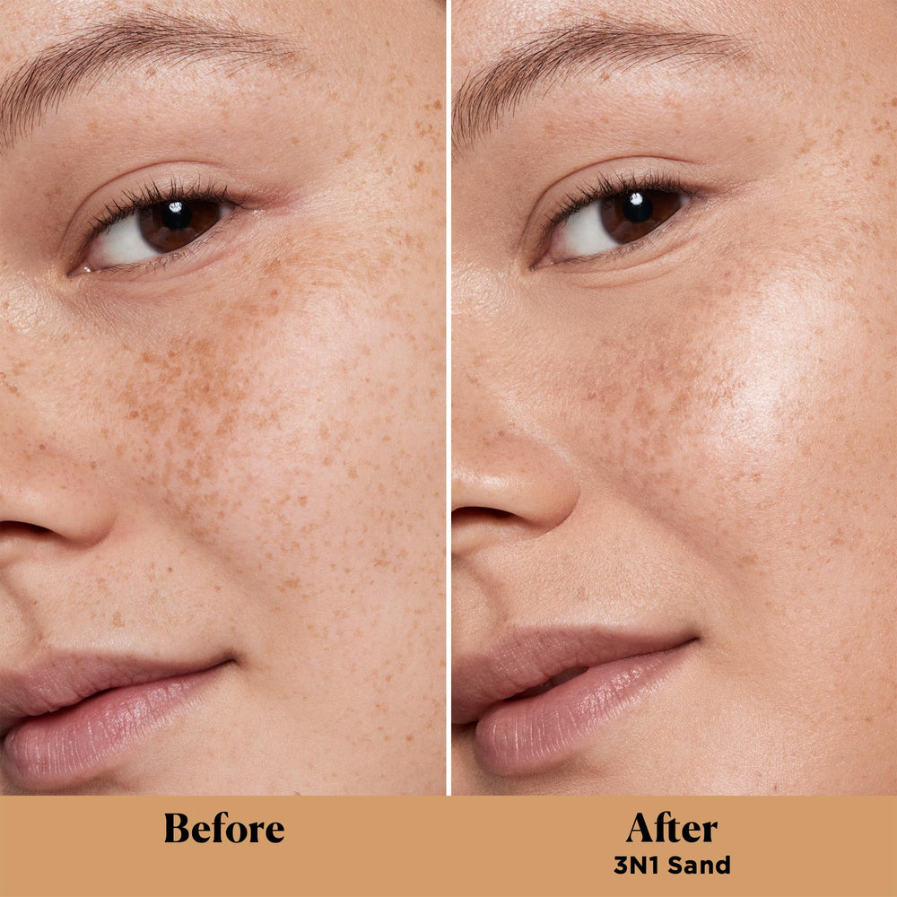 Laura Mercier texture close-up showing creamy tint and luminous pearl balance