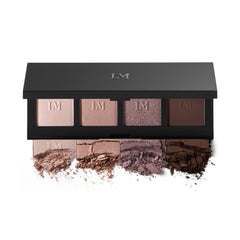 Laura Mercier quad front packaging showing sleek compact and shades for easy carry