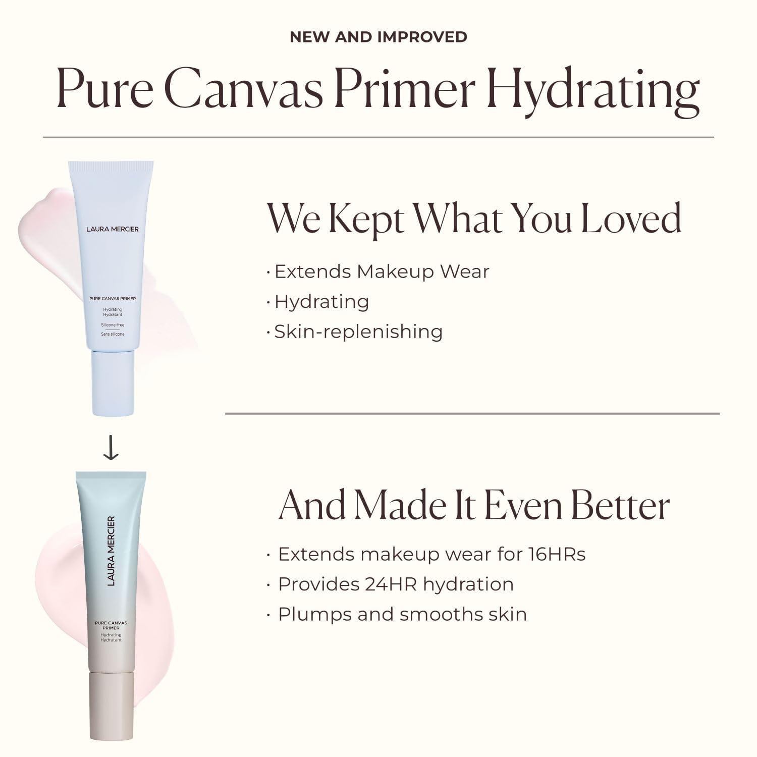 Laura Mercier primer open cap top view revealing product dispensing tip