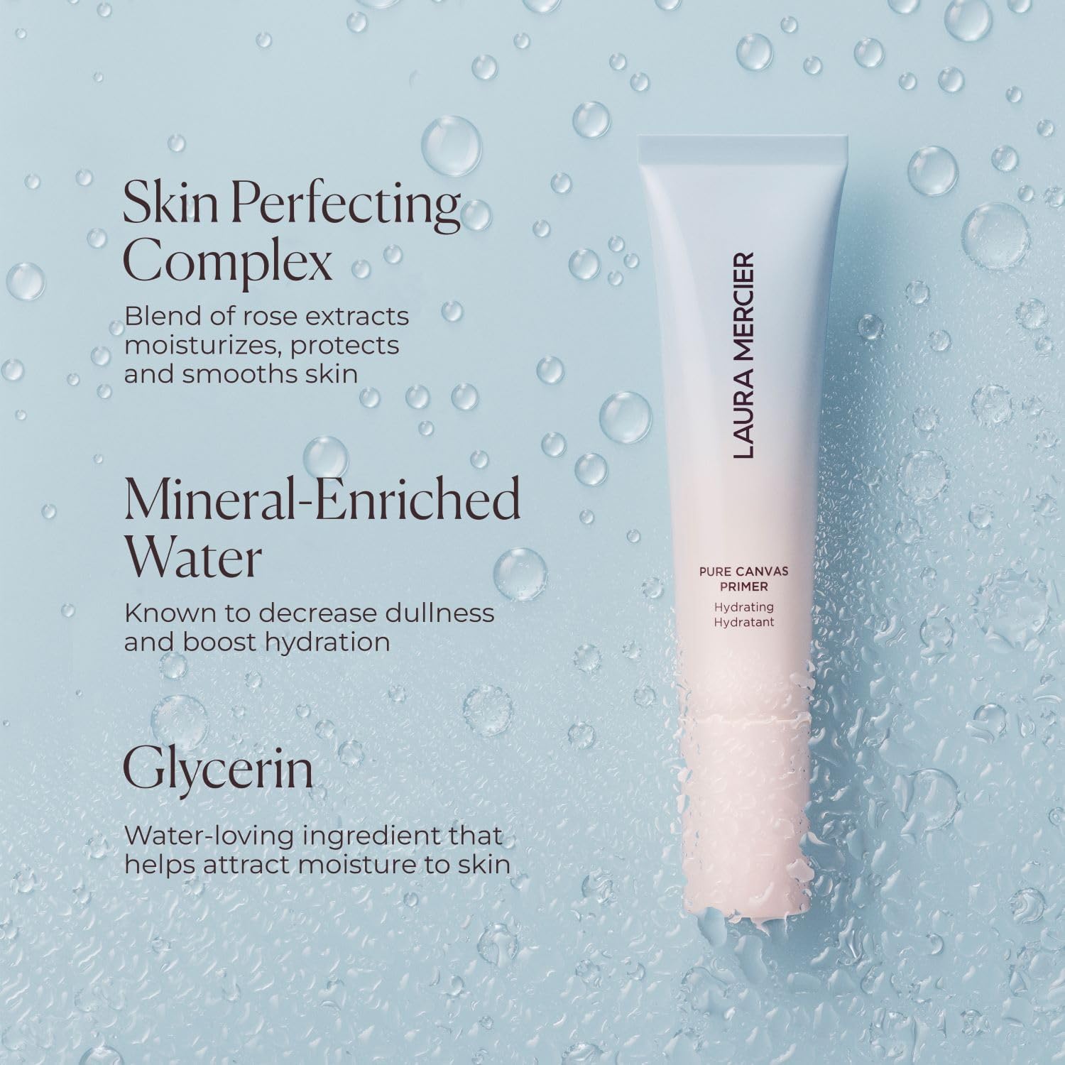 Laura Mercier applying primer on skin for a plumper, smoother look
