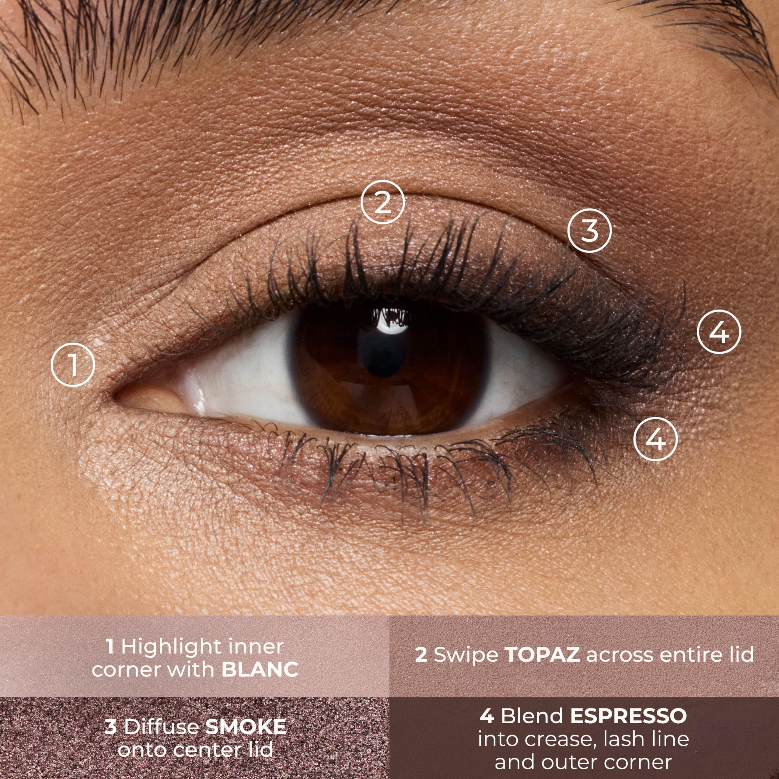 Laura Mercier shimmer tapped with fingertip demonstrating concentrated light-reflecting payoff