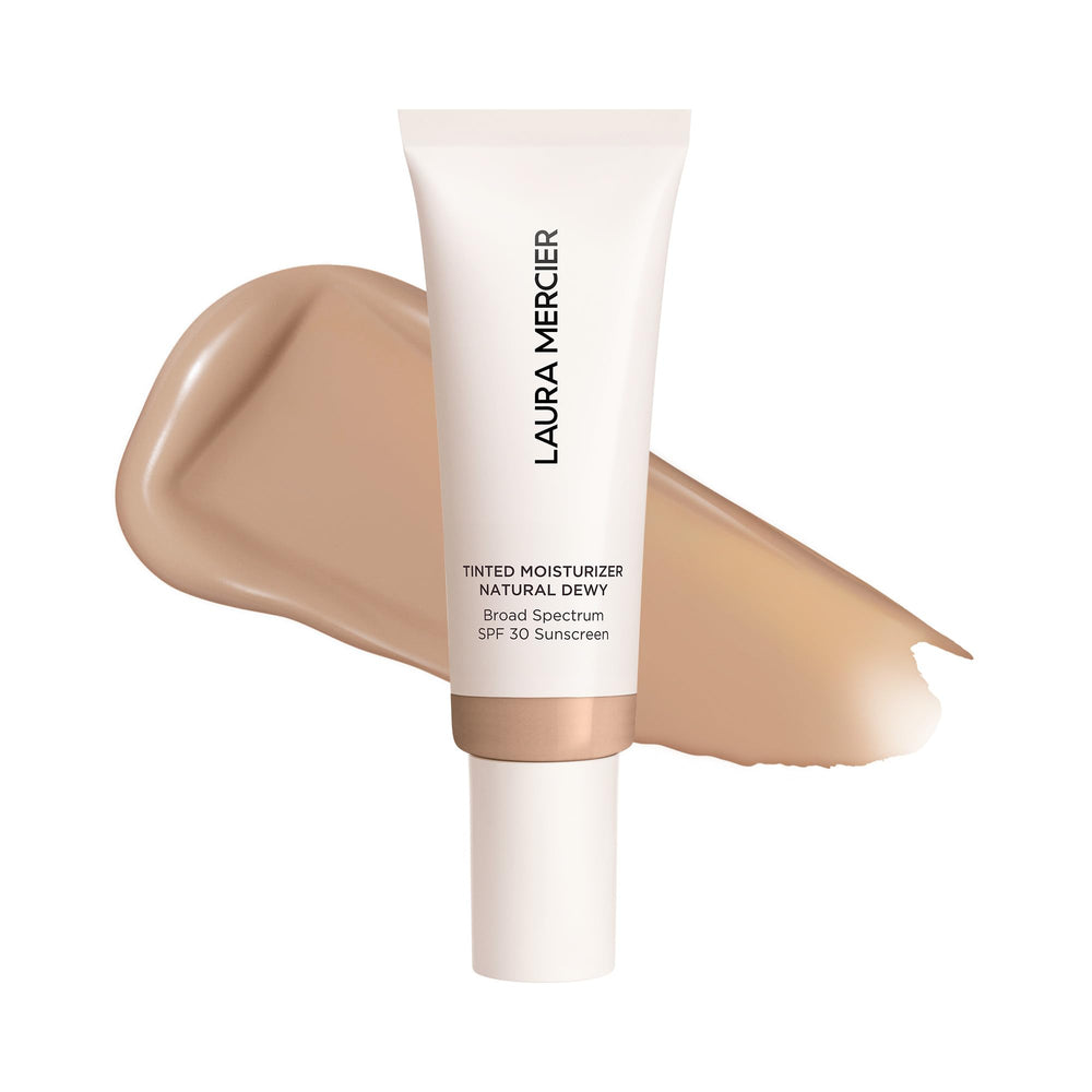 Laura Mercier front view of tinted moisturizer in 3C Fawn showing compact tube and branding for quick selection