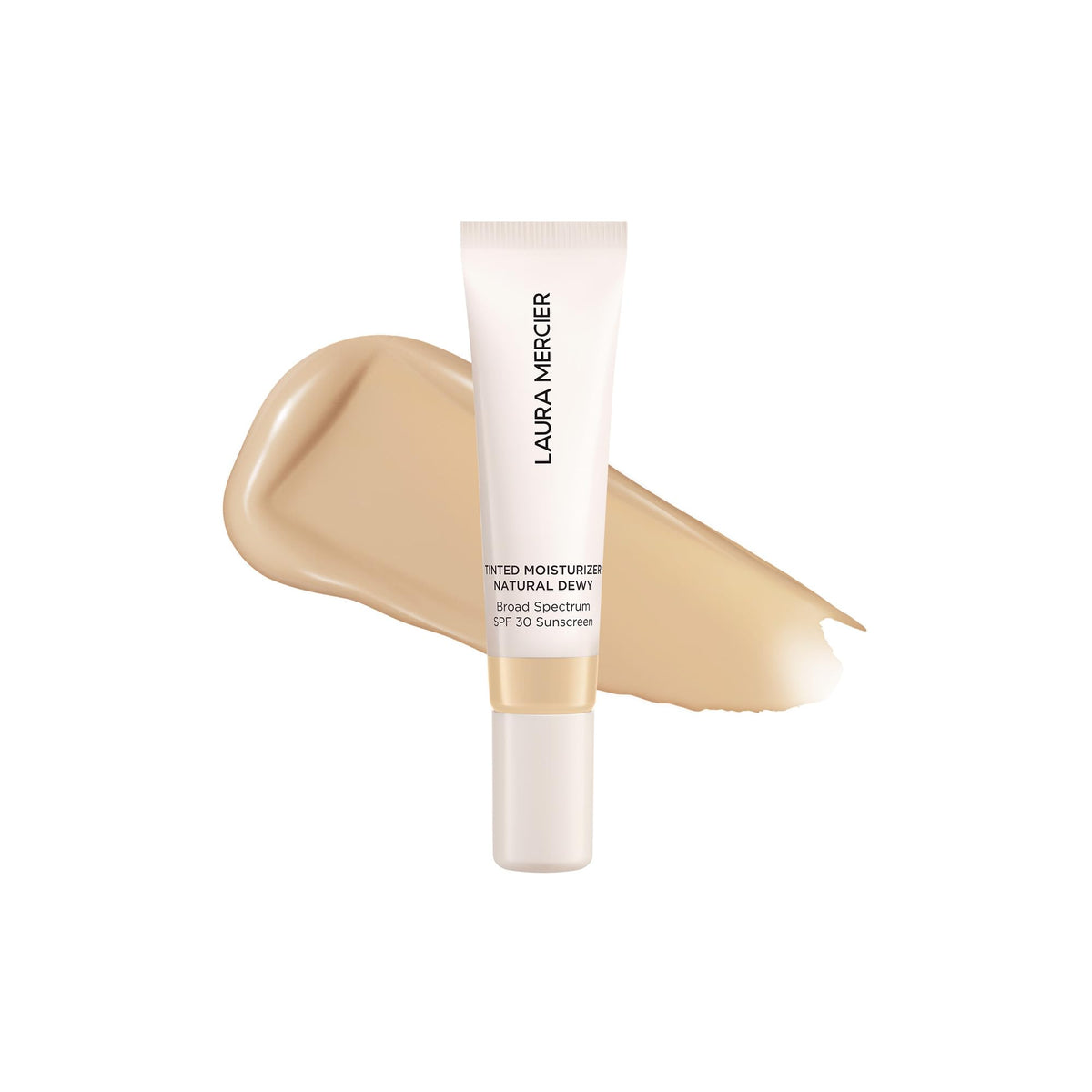 Laura Mercier front packaging of tinted moisturizer shows product and SPF benefit