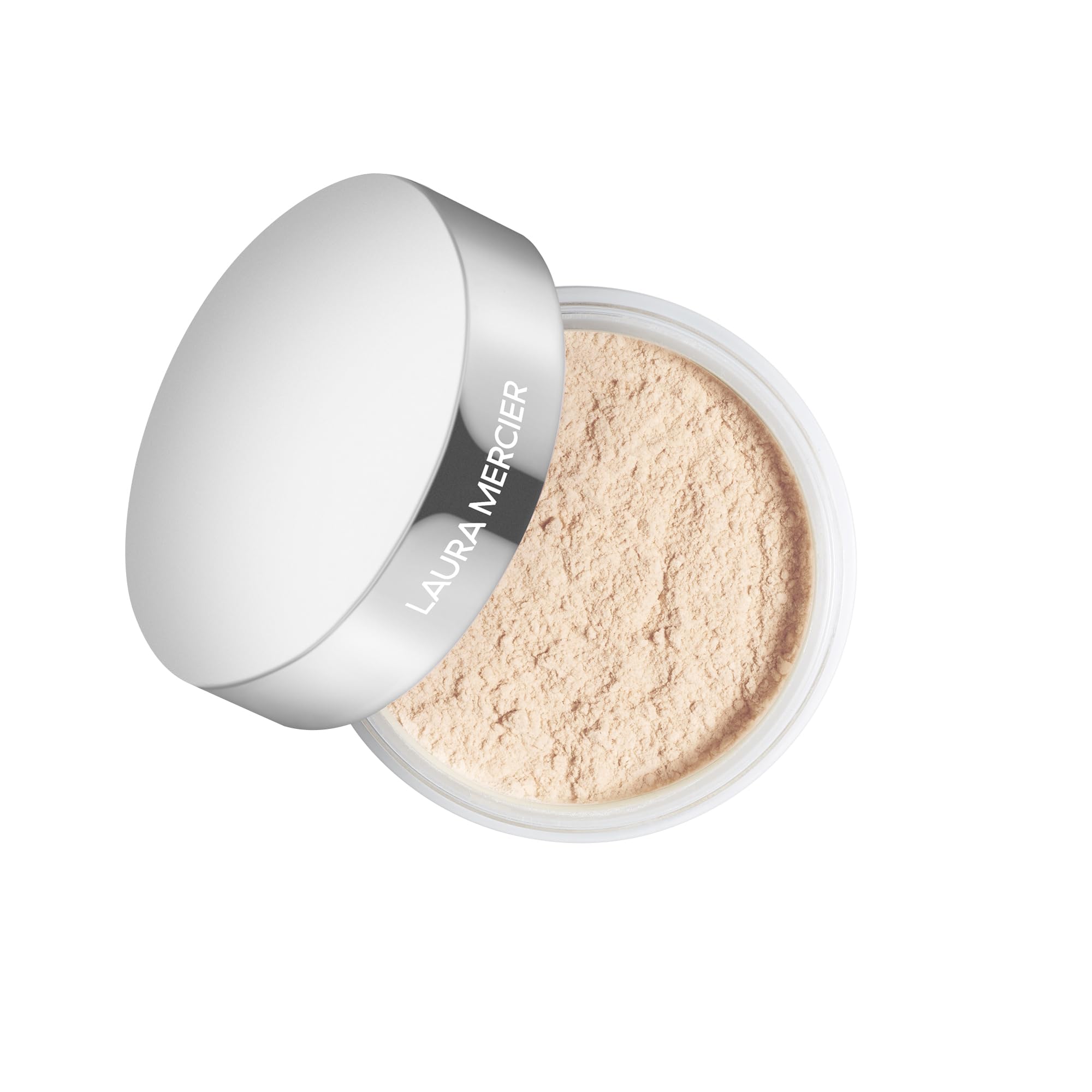 Laura Mercier jar front showing Celestial Light label and neat packaging benefit: clear product identity