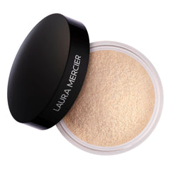Laura Mercier translucent powder front packaging showing compact design and label benefit