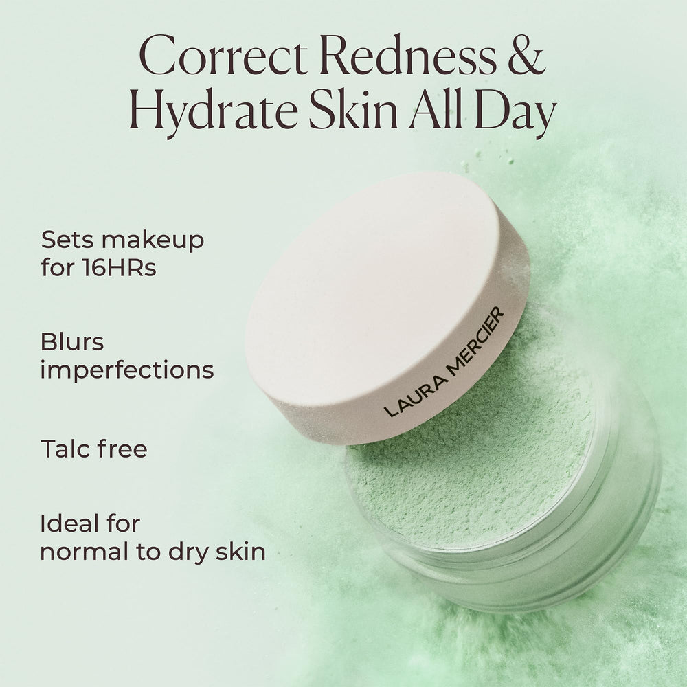 Laura Mercier applying powder with press and roll technique for longwear