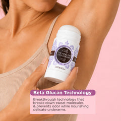 Lavanila open twist-up deodorant revealing easy glide and no residue