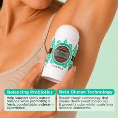 Open Lavanila deodorant stick visible product surface and twist mechanism for quick application