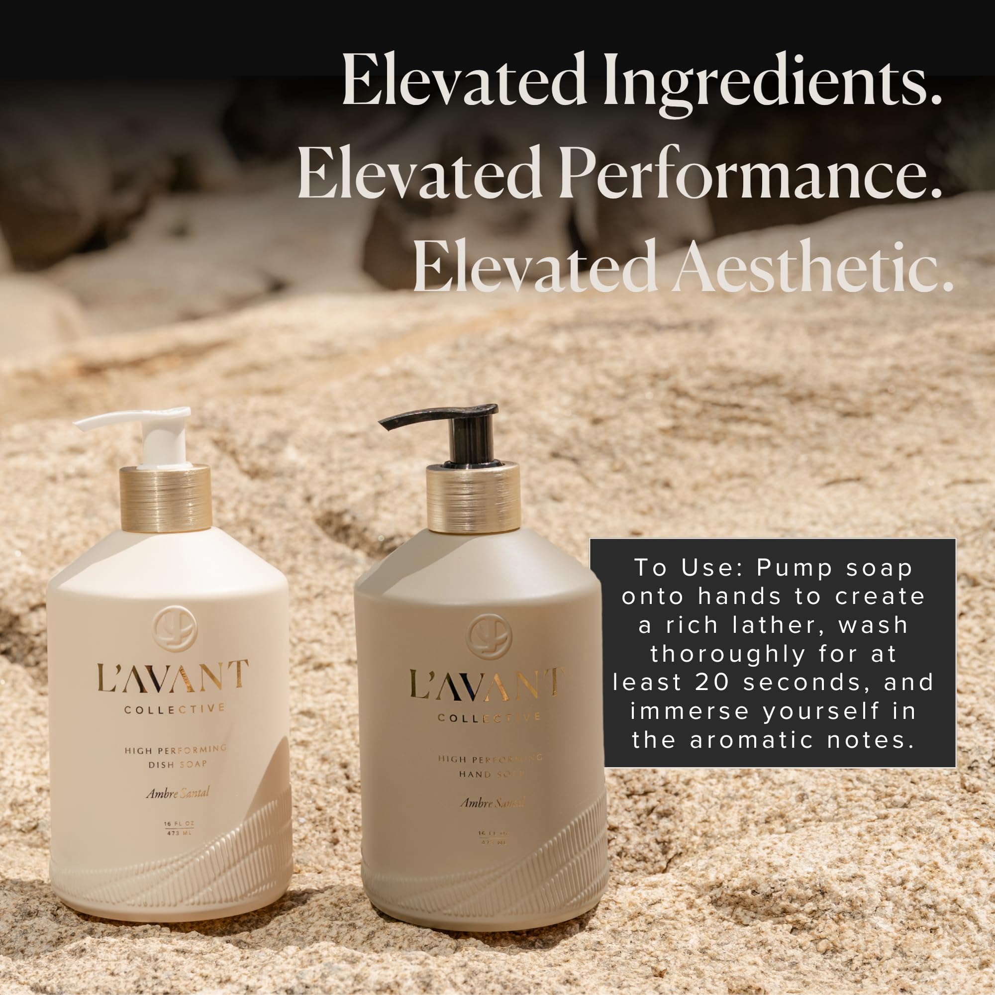 Pouch packaging with sustainable icons highlighting reduced waste benefits from L'AVANT
