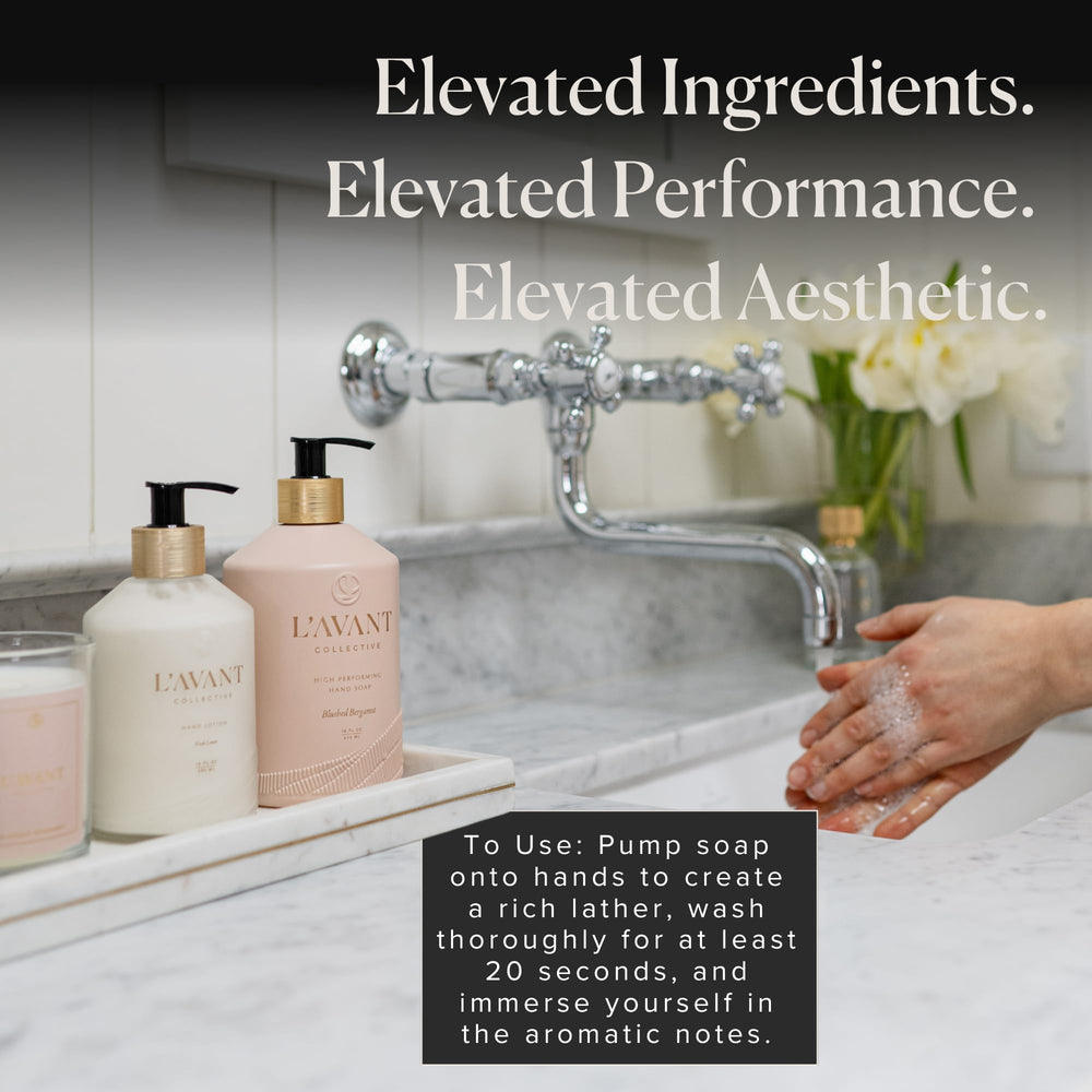 L'AVANT Collective label close-up revealing scent notes and plant-based ingredient transparency