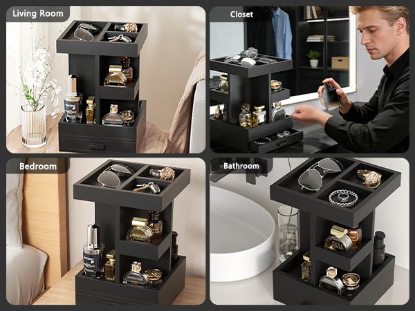 Lavendex on a bathroom vanity showing tidy counter and improved morning routine
