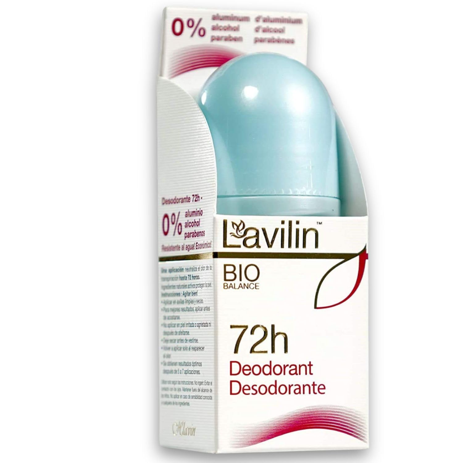 Lavilin roll-on front packaging showing compact 2 oz bottle and brand benefit