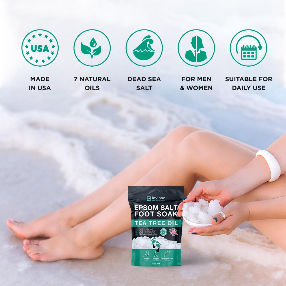 Lavinso foot soak in use with feet in basin offering relaxation and odor-fighting refreshment