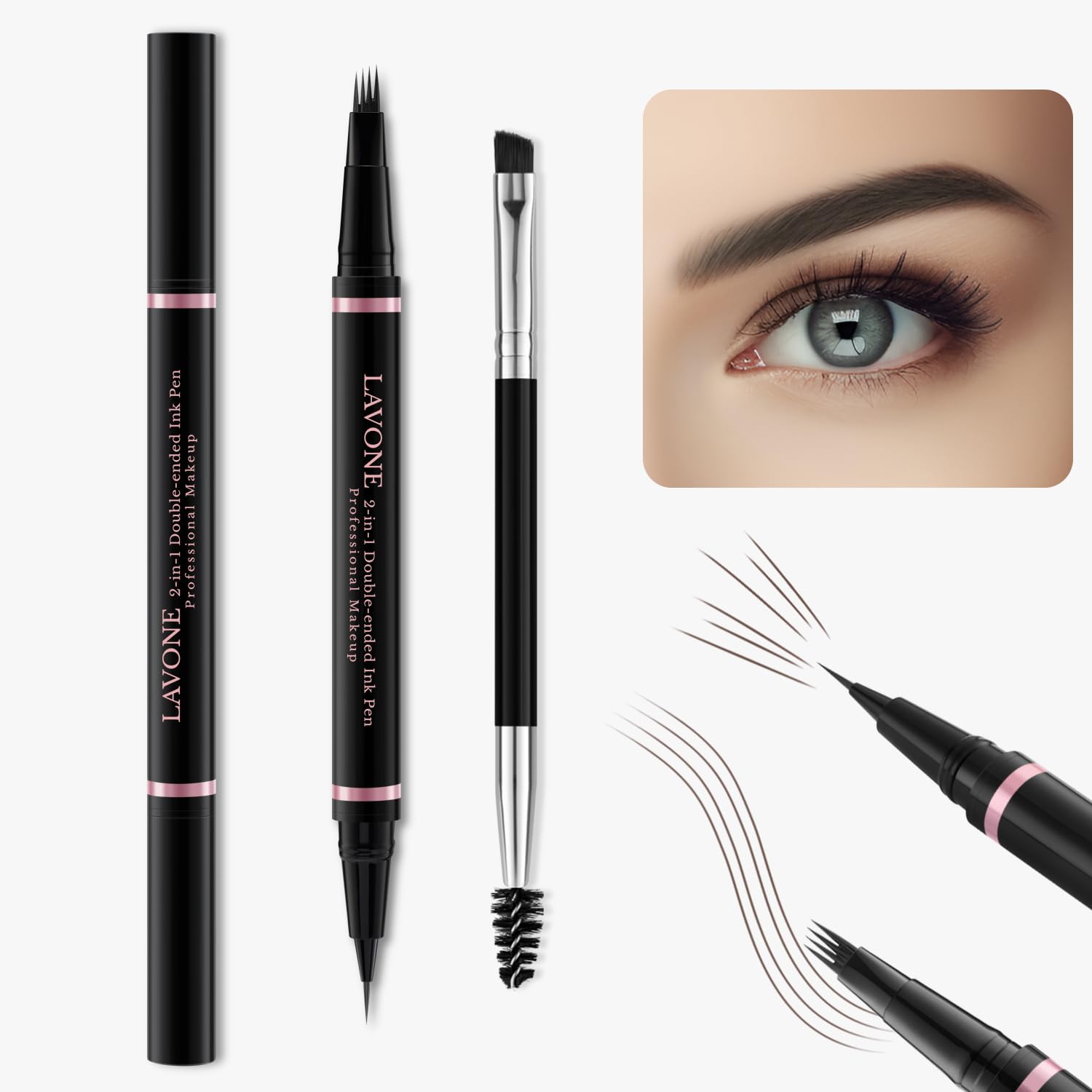 LAVONE pen close-up of microblading tips for precise natural hairlike strokes