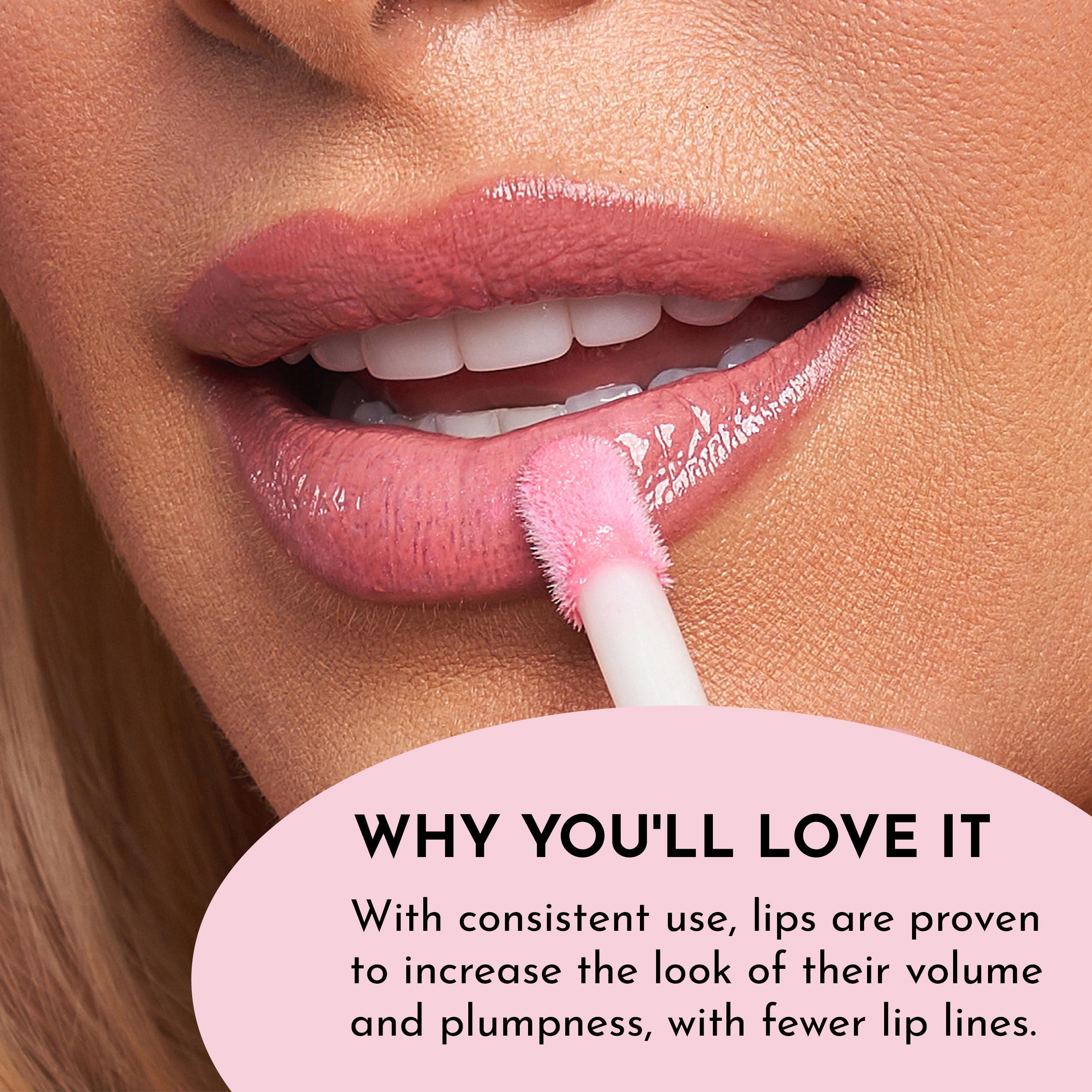 LAWLESS Daisy Girl layered over lipstick showing amplified color and glass-like shine benefit