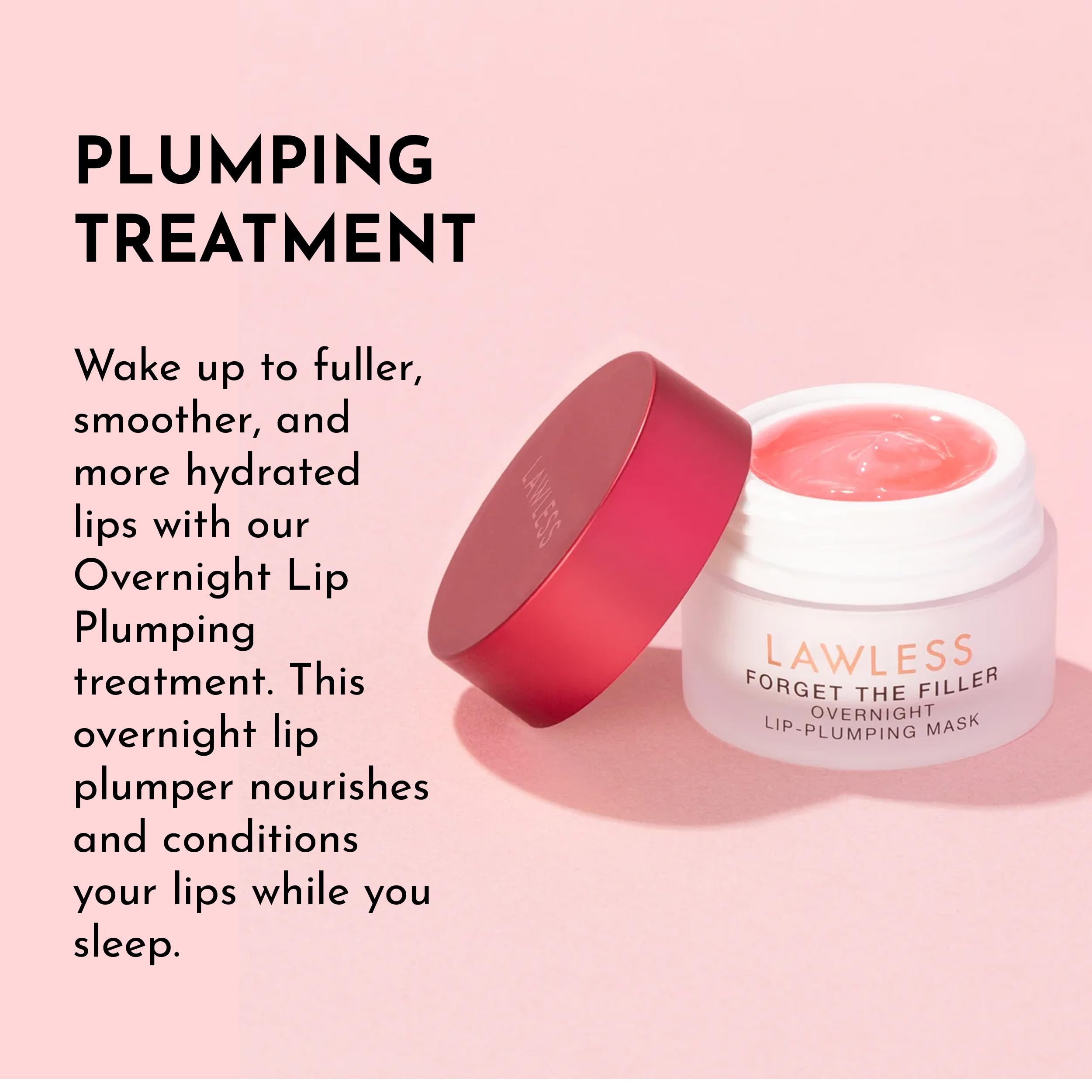 LAWLESS jar on nightstand conveying overnight restorative lip treatment