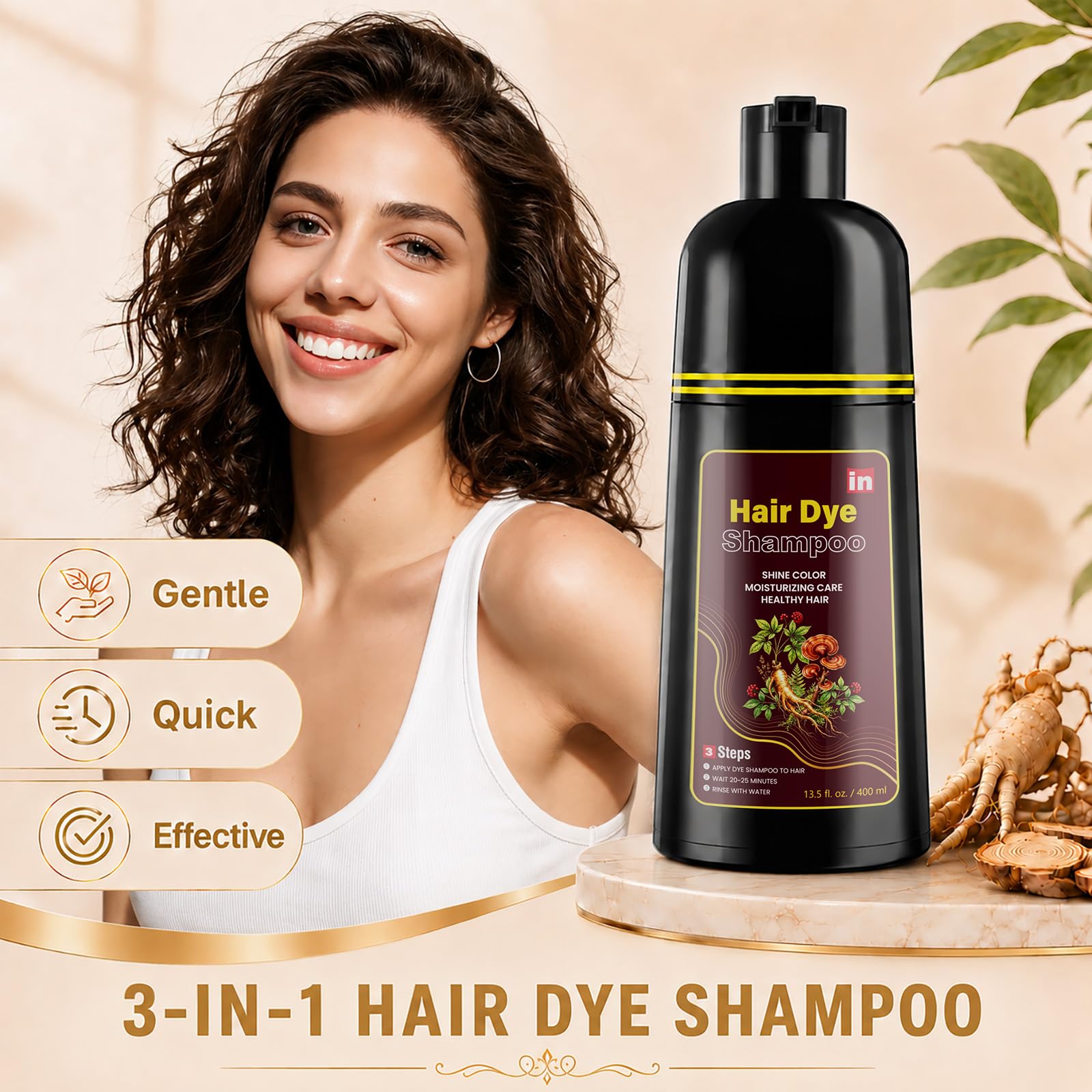 Lazibudgha applying shampoo to dry hair showing simple at-home use and even coverage benefit