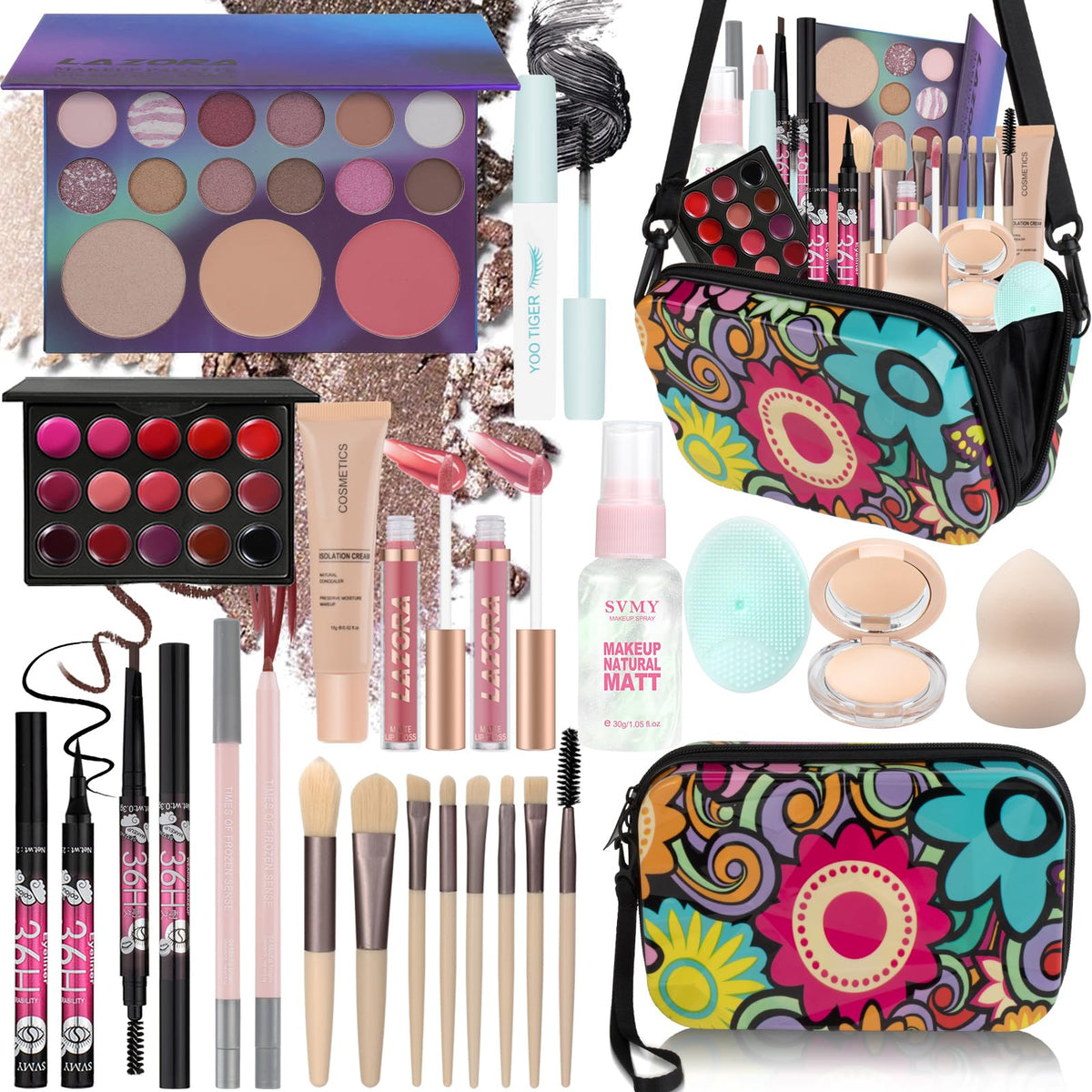 LAZORA front packaging showing full teen makeup kit for gifting