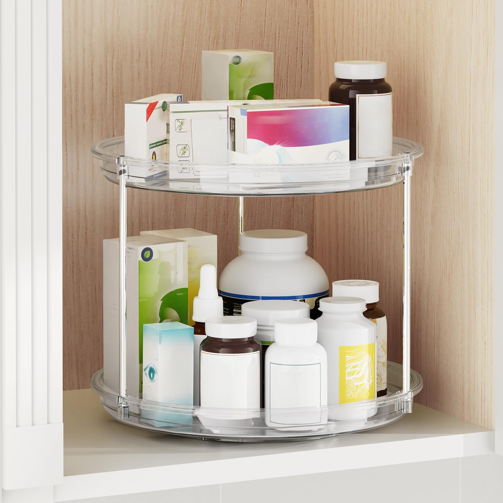 LazySpin on bathroom vanity organizing toiletries for tidy countertop