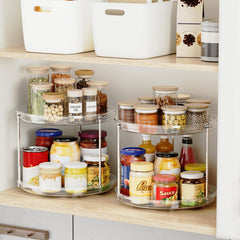 LazySpin loaded with spice jars demonstrating doubled vertical storage