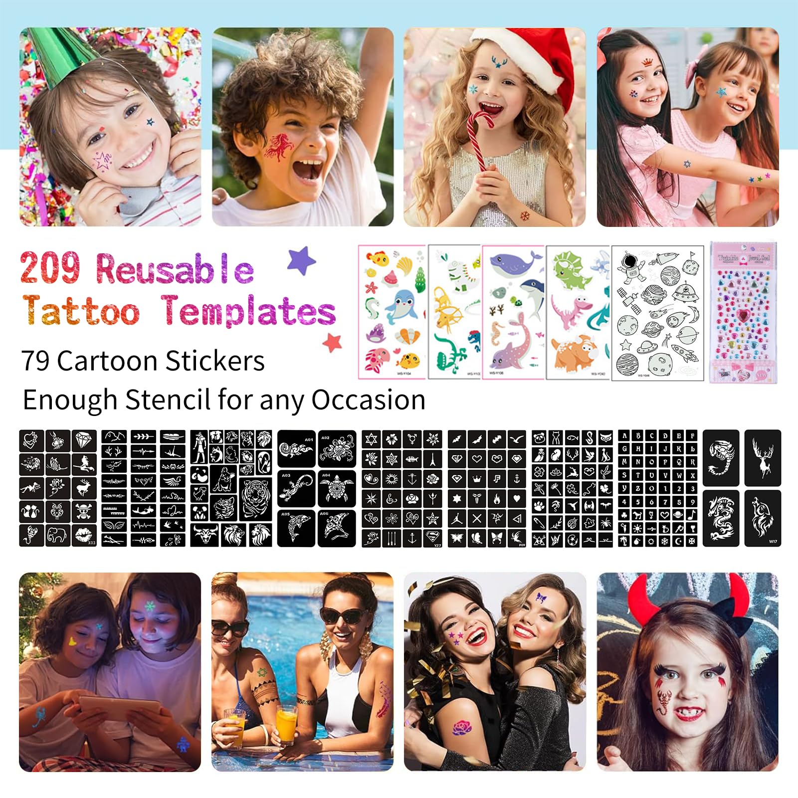 LCDGTJ reusable stencils array showing variety and easy application