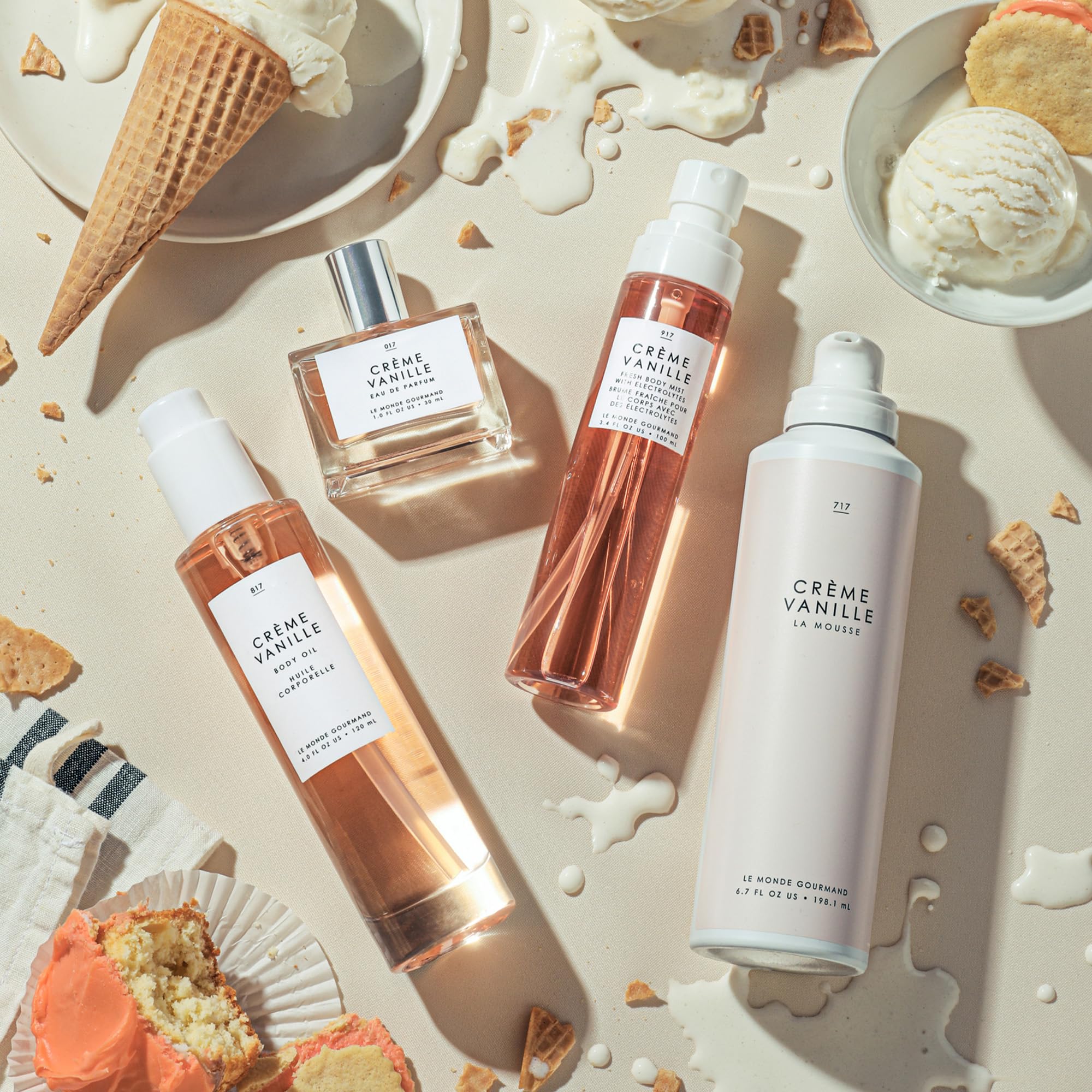 Le Monde Gourmand body oil being massaged into skin for instant hydration