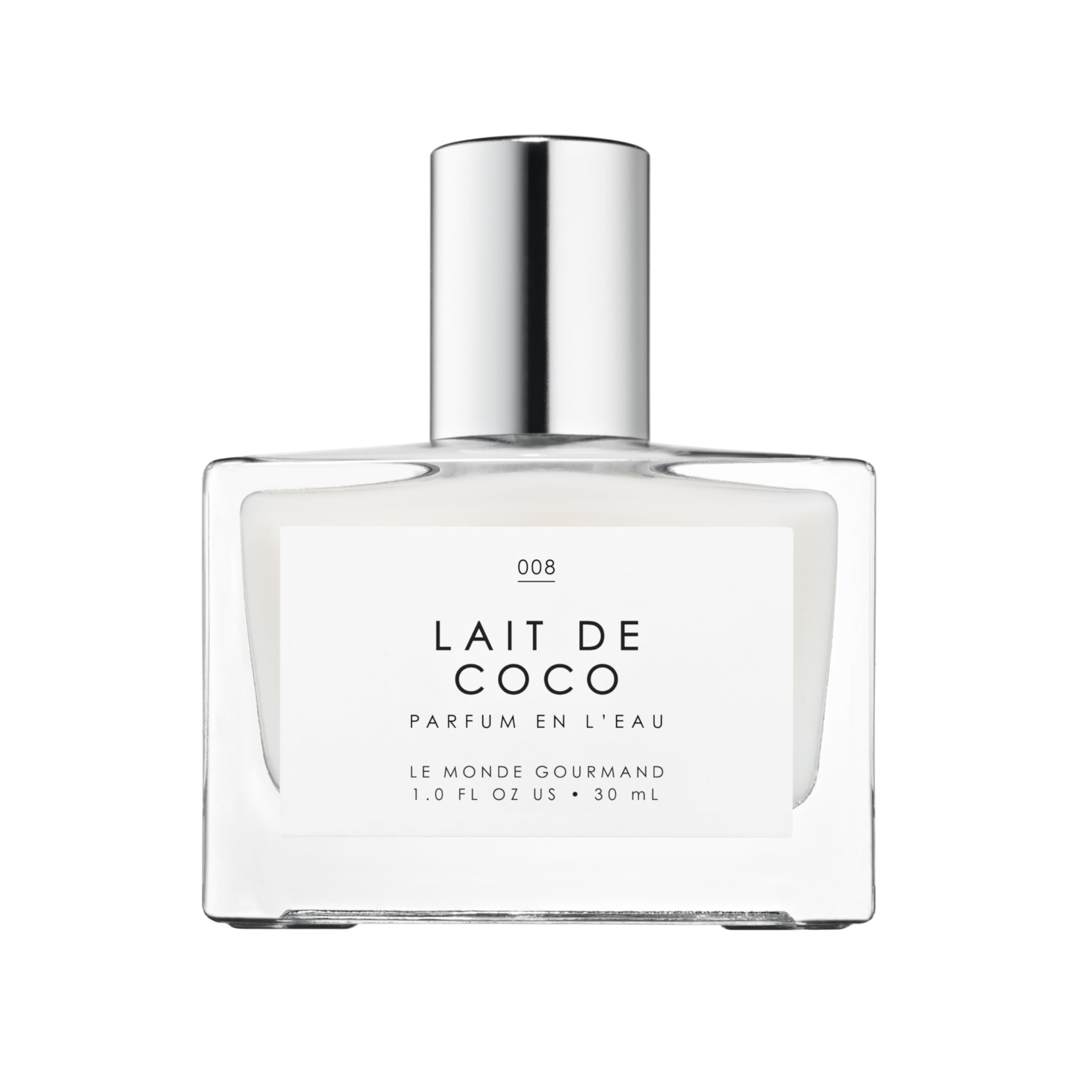 Le Monde Gourmand front bottle view showing elegant coconut perfume packaging and portability