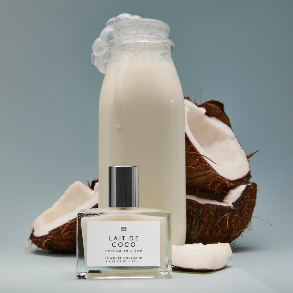Le Monde Gourmand bottle on a bathroom vanity suggesting daily grooming and easy layering