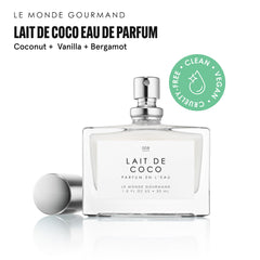 Le Monde Gourmand label detail highlighting Lait de Coco ingredients and vegan promise