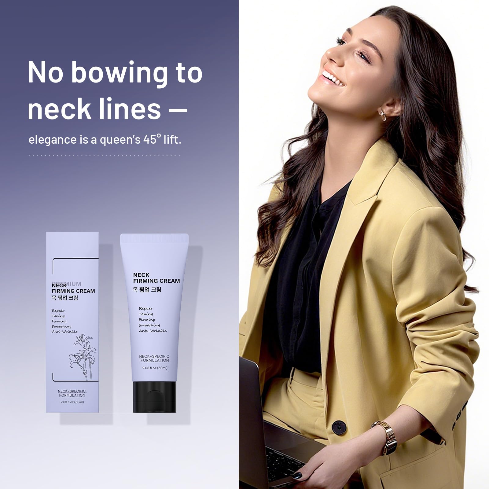 Leadyeah label close-up highlighting peptide and hyaluronic ingredient benefits