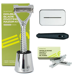 Leaf Shave Leaf Two front view showing chrome finish and durable design benefit