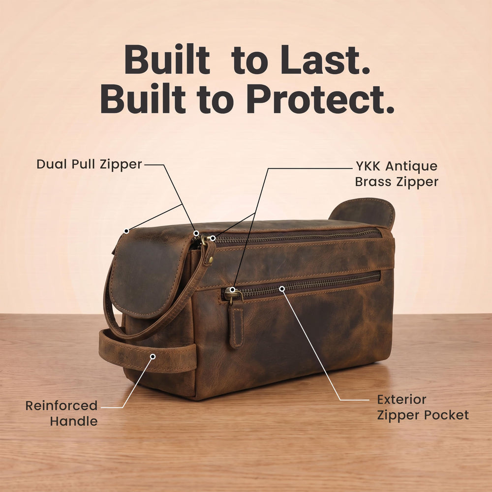 LEATHER VILLAGE hand-held carry demonstrating portability and travel readiness