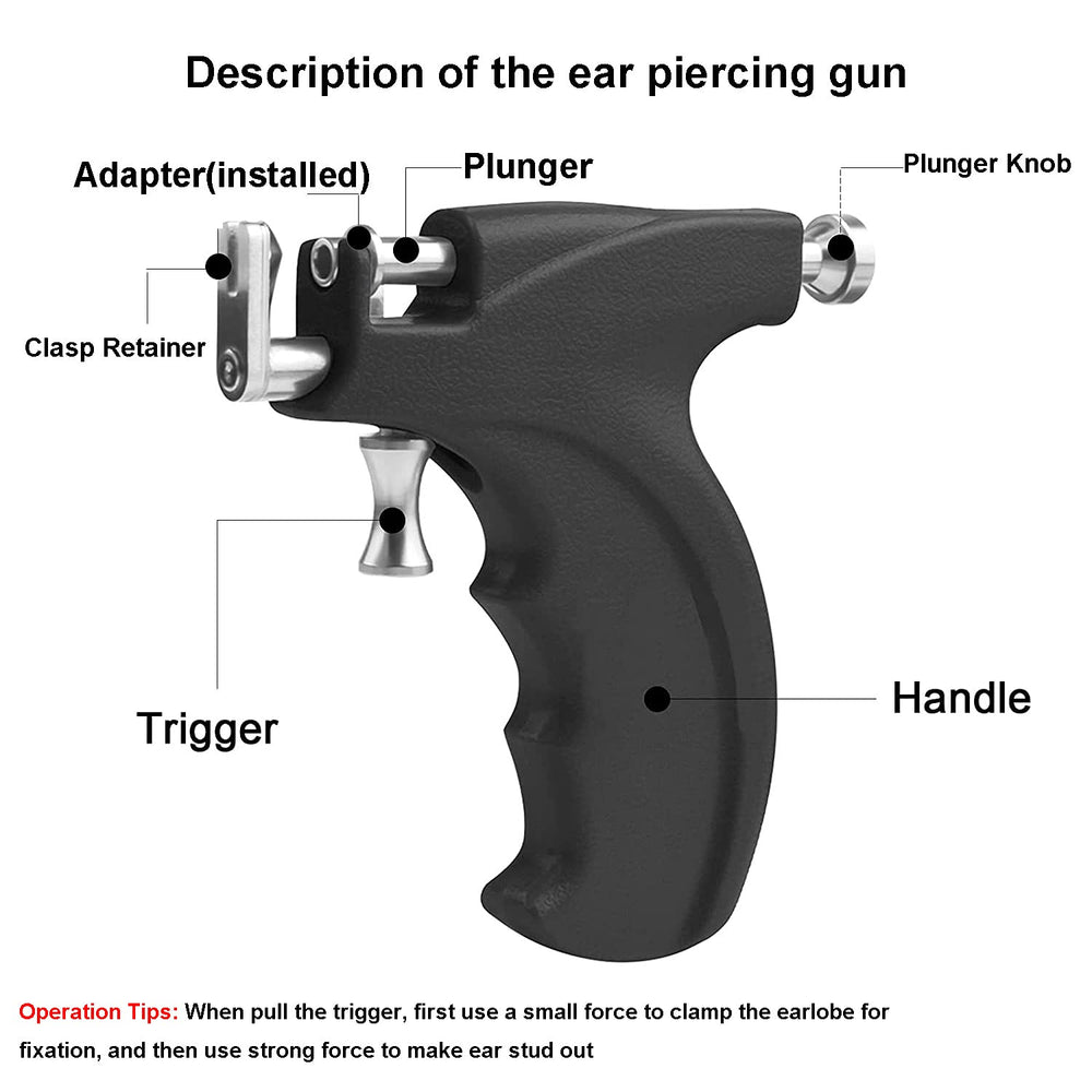 LECIEL piercing gun disassembled parts highlighting removable pieces for cleaning