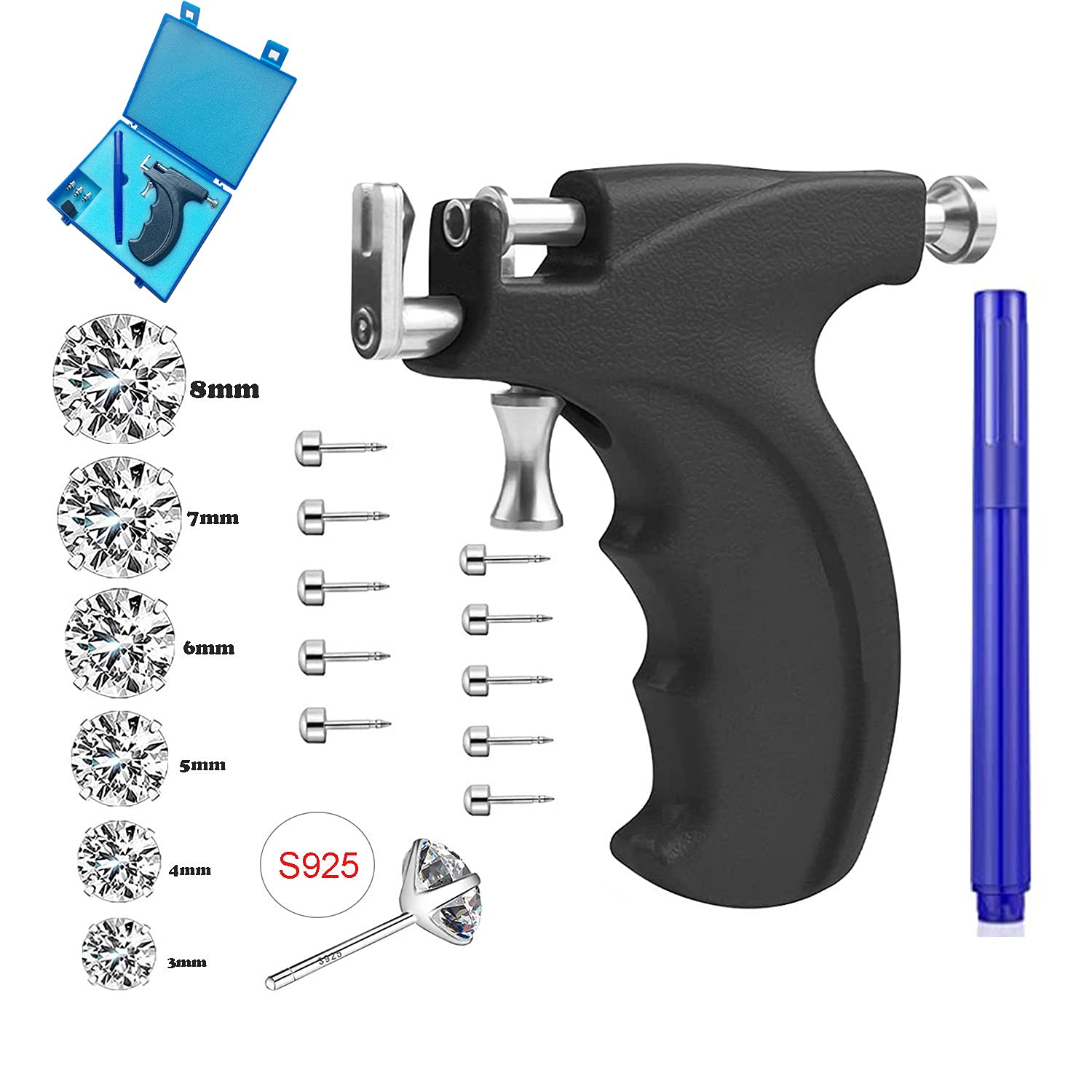 LECIEL piercing gun front view showing sturdy stainless steel body for precision