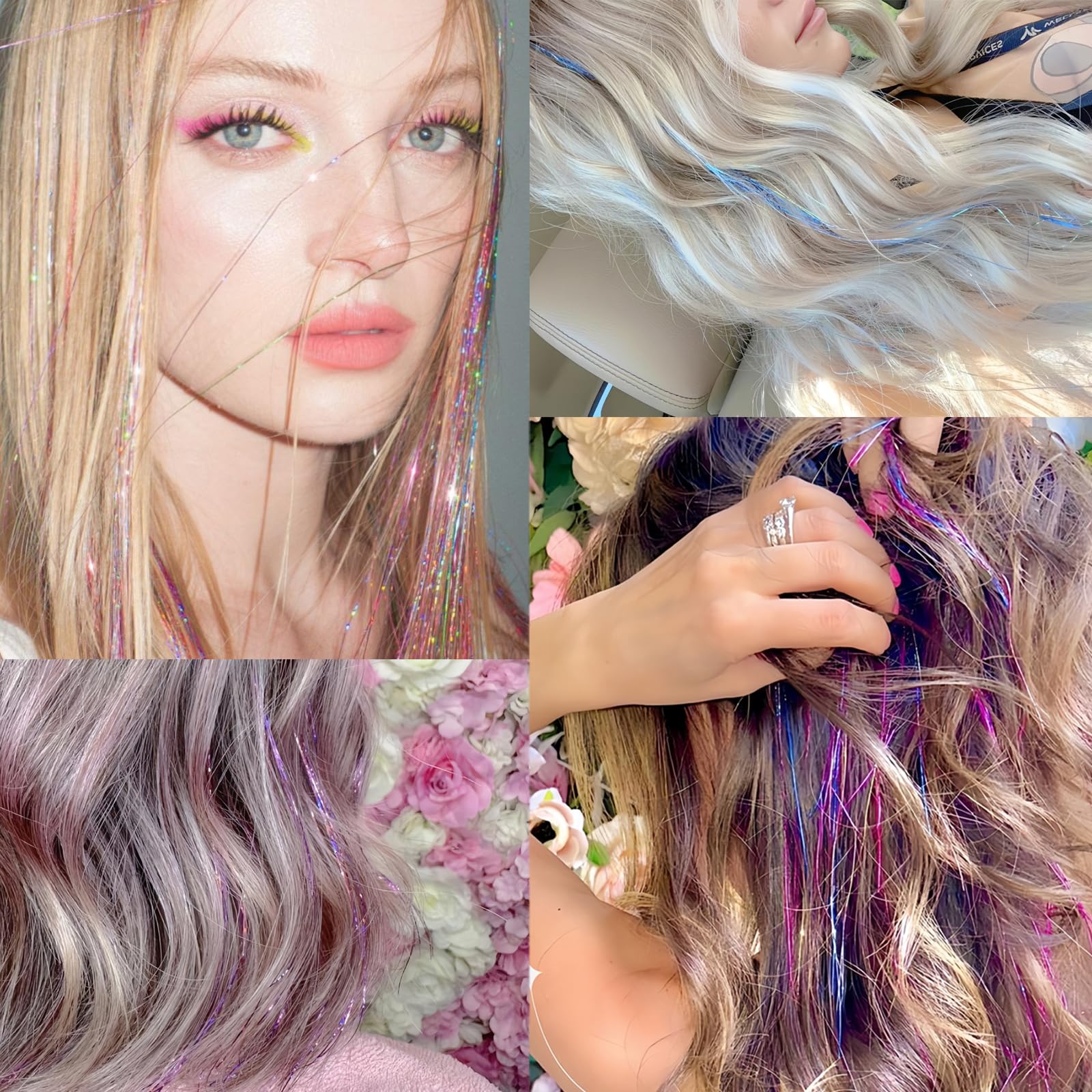 LEDIZE crochet hook inserting tinsel into hair showing simple application benefit faster installs