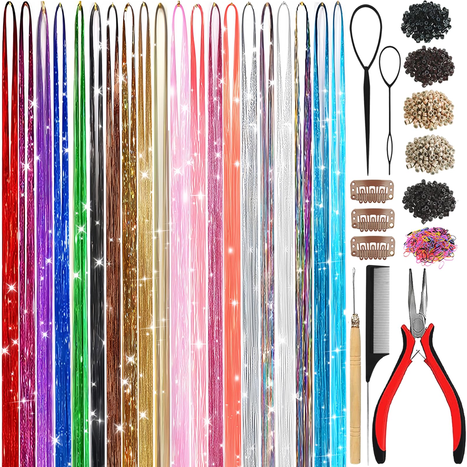 LEDIZE front packaging showing full hair tinsel kit and accessories benefit quick styling