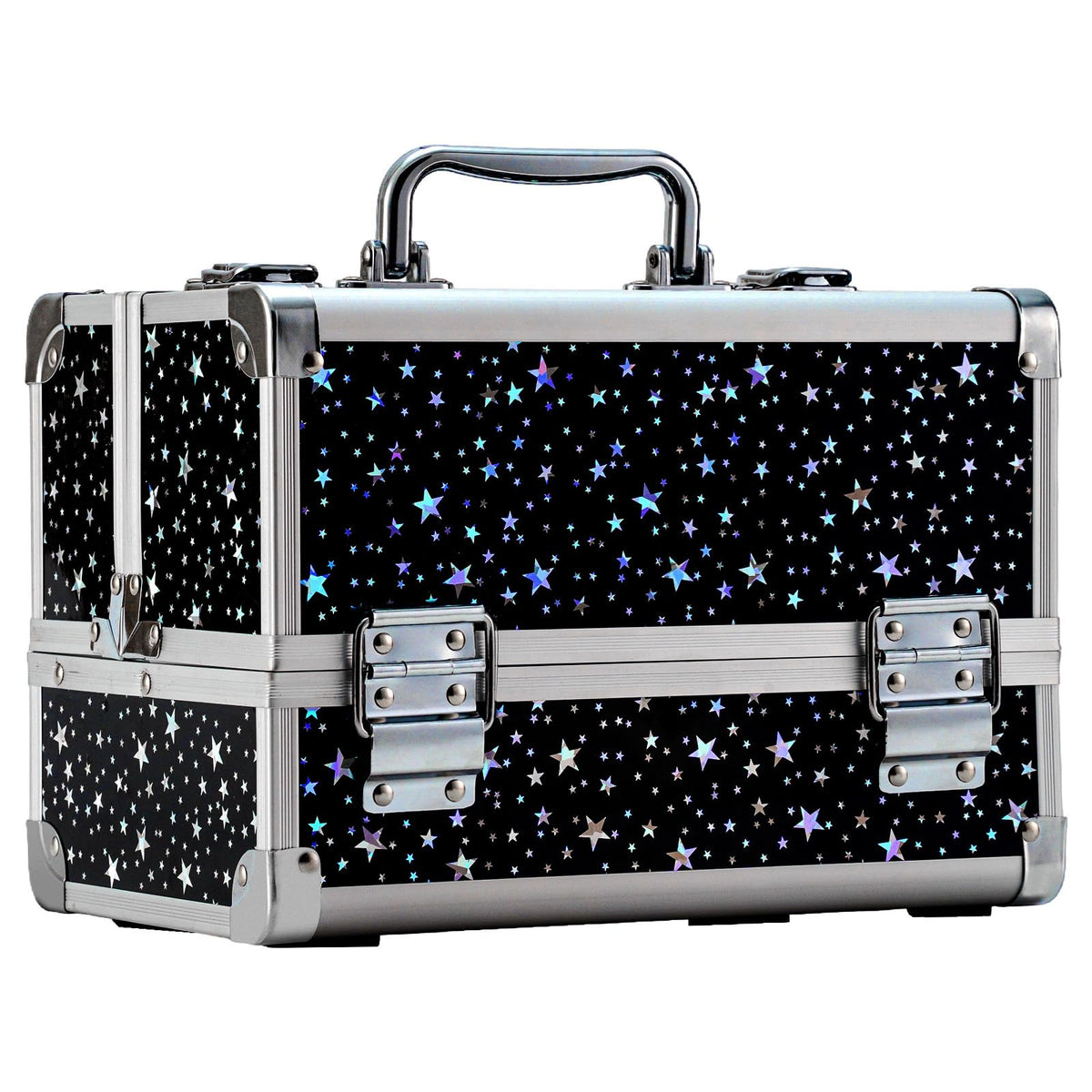 Leeora&Leekoo front view of glitter case showing chic storage benefit