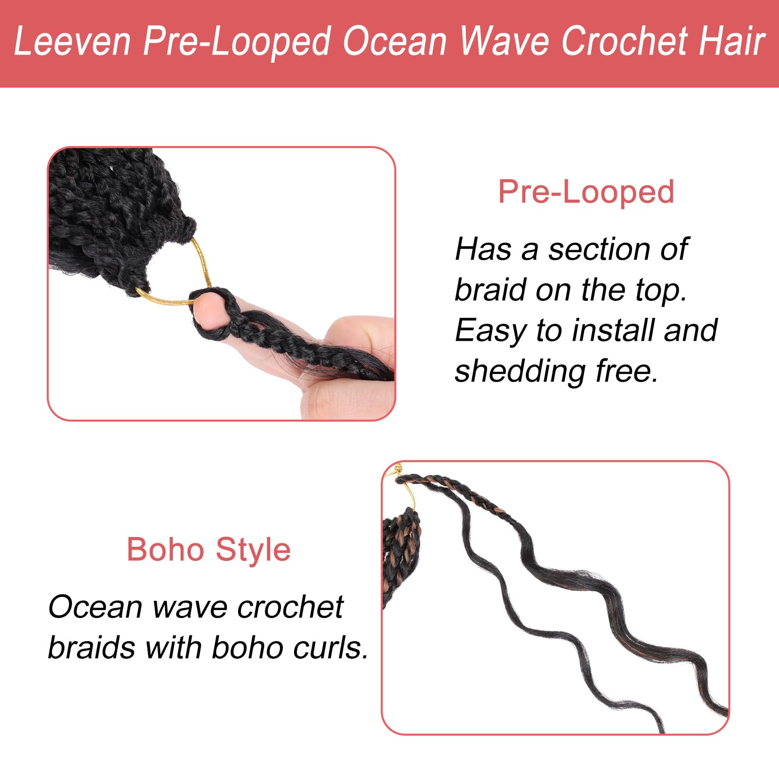 Leeven close-up of deep wave texture highlighting soft bounce benefit