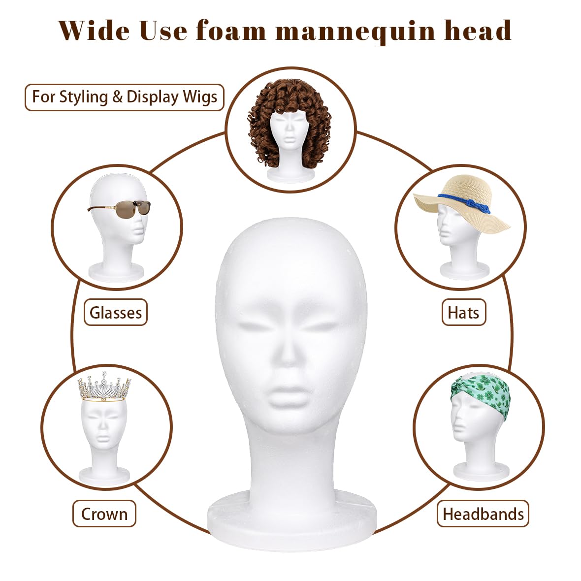 Leeven foam wig head closeup face contour helping accurate styling