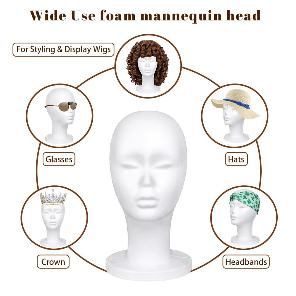 Leeven foam wig head closeup face contour helping accurate styling