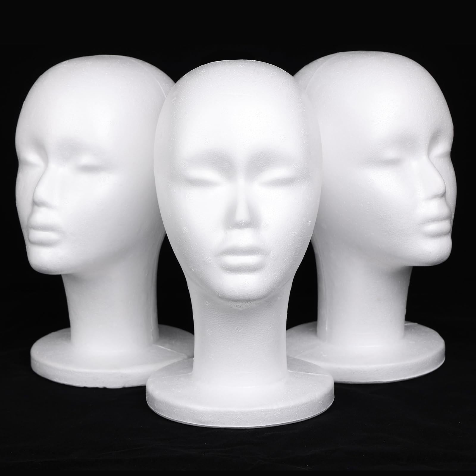 Leeven foam wig head front view showing stable display and protection
