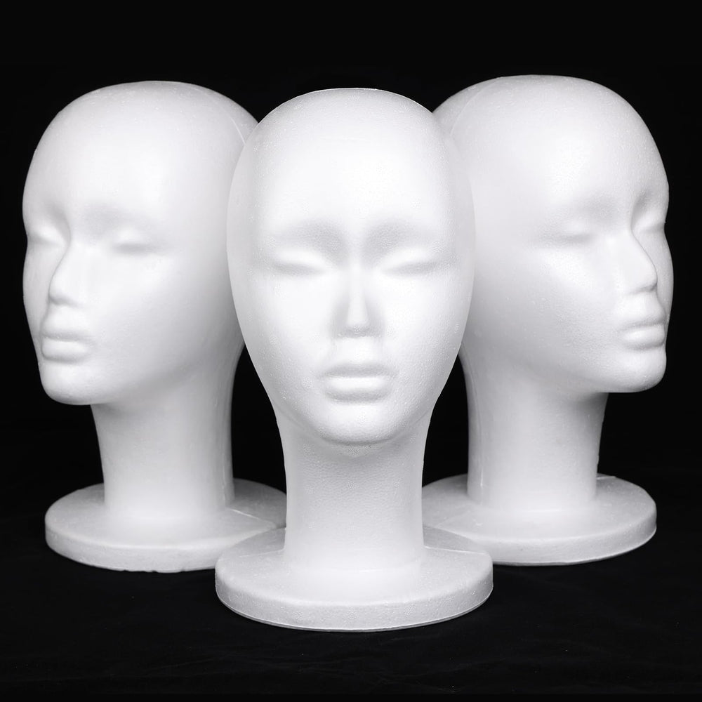 Leeven foam wig head front view showing stable display and protection