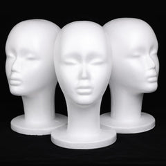 Leeven foam wig head front view showing stable display and protection